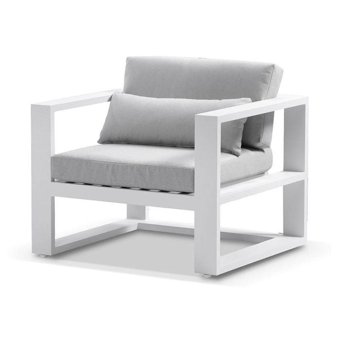 Santorini 1 Seater Outdoor Aluminium Arm Chair -White Grey
