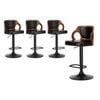 Oikiture 4x Bar Stools Swivel Gas Lift Leather Padded Black LOZ