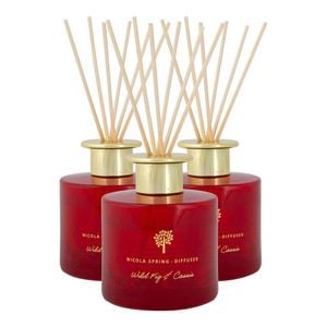 Reed Diffusers - 200ml - Wild Fig & Cassis - Pack of 3 - Autumn Spiced Fragrance with 6 Reeds Each Scent