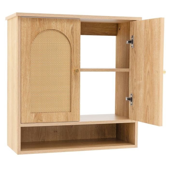 Costway 3 Tier Wooden Storage Cabinet Wall Mounted Natural Bunnings Australia