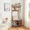 HOMFURN Entryway Shoe Bench with Coat Rack and 2 Drawers,Brown