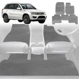 6D Diamond Car Floor Mats for Suzuki Vitara 2015-Current-Full Set-Grey-Outback GT