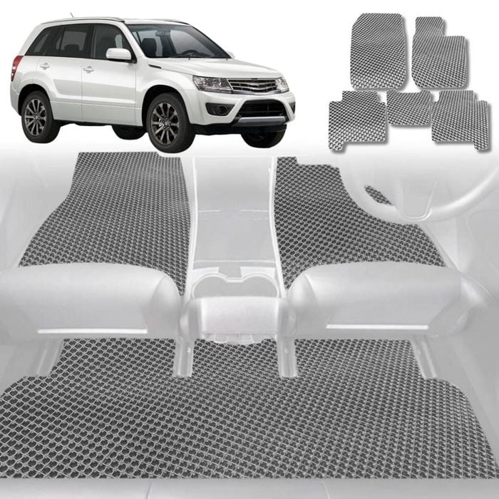 6D Diamond Car Floor Mats for Suzuki Vitara 2015-Current-Full Set-Grey-Outback GT