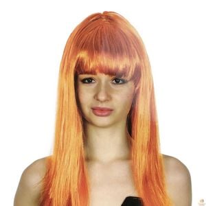 LONG WIG Straight Party Hair Costume Fringe Cosplay Fancy Dress 70cm Wos Orange 22462