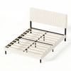 Ufurniture Corduroy Upholstered Platform Bed Frame With Adjustable Headboard & Underbed Storage, Beige Double Size