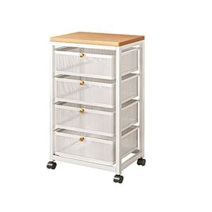Mesh Cabinet Storage Organizer With Pull-out Basket 4-tier White W/swivel Wheel Shelf Rolling Trolley Cart