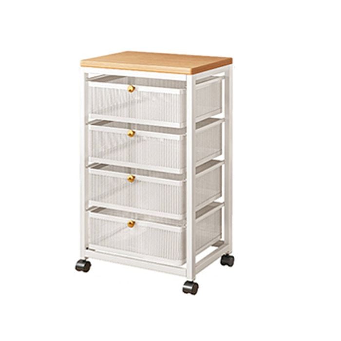 Mesh Cabinet Storage Organizer With Pull-out Basket 4-tier White W/swivel Wheel Shelf Rolling Trolley Cart