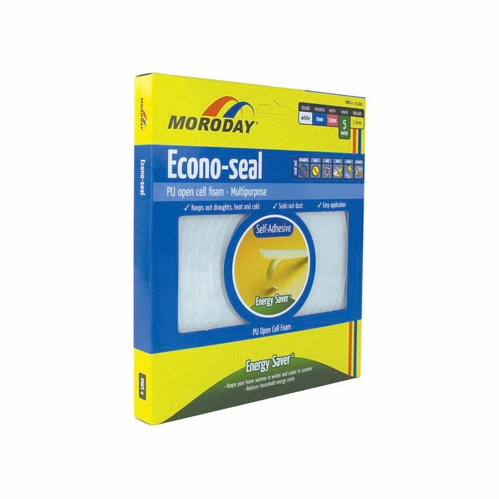 Moroday 6 x 19mm x 5m White Econo Weatherseal Tape