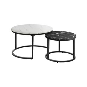 Oikiture Nesting Coffee Table Set 70cm 50cm White And Black