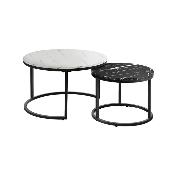 Oikiture Nesting Coffee Table Set 70cm 50cm White And Black