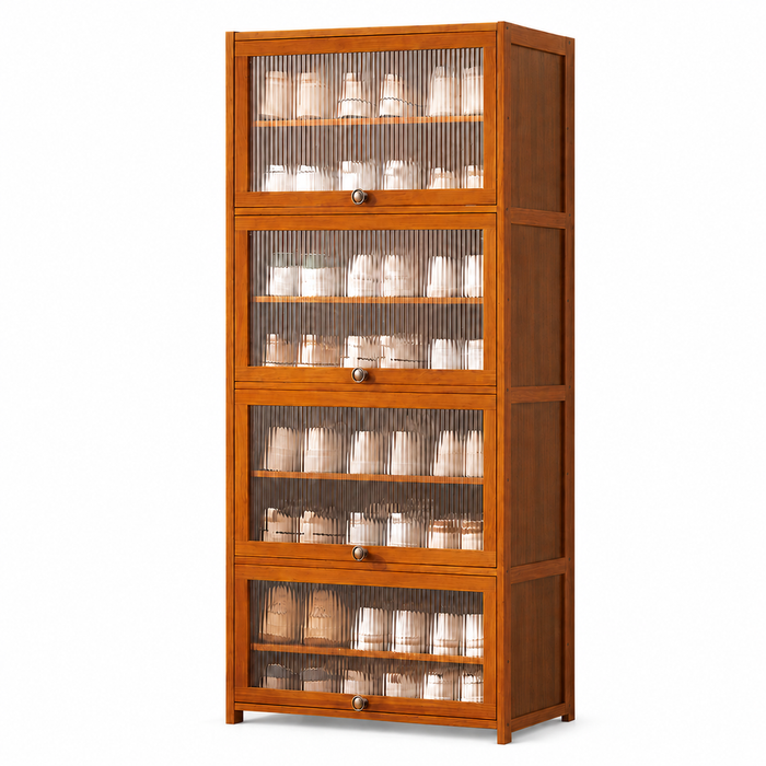 FORET 9-Tier Shoe Cabinet 60cm Fluted Flip-Up Door Storage Unit