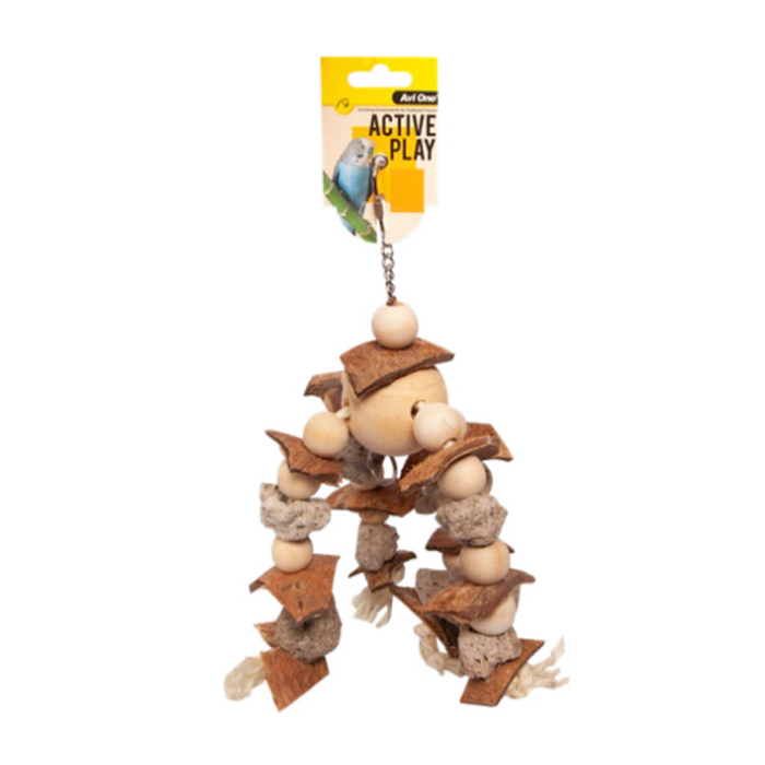 Avi One Bird Toy Pumice & Coconut W/ Wooden Balls 30cm (22665)