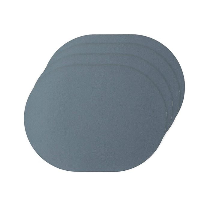 4pc Ladelle Hugo Vinyl Oval Placemat Reusable Table Protector Decor Steel