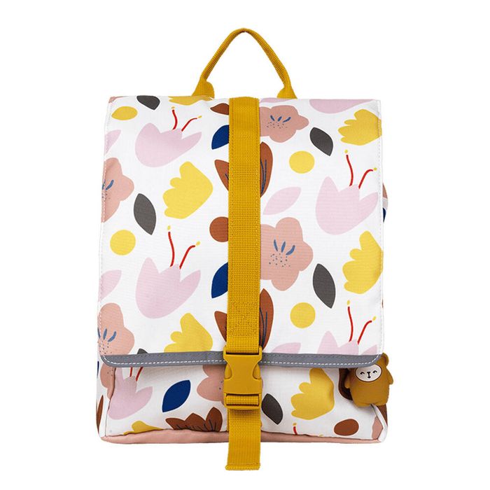 Fabelab Kids/Children Eco Backpack Bag w/ Keychain Small 32cm Flowers 3y+
