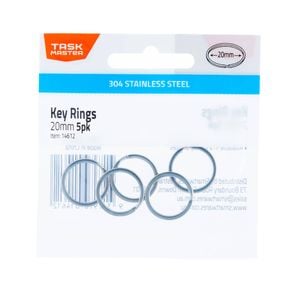 Taskmaster 20mm Stainless Steel Key Ring - 5 Pack