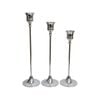 3pc Metal 26/31/36cm Stick/Taper Candle Holder Set - Silver