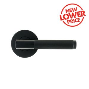 Ikonic Black Matte Knurled Privacy Lever Set