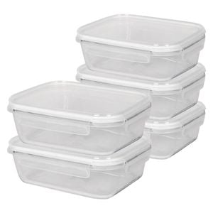Harbour Housewares Glass Food Storage Containers with Lids - 1.5 Litre - Pack of 5