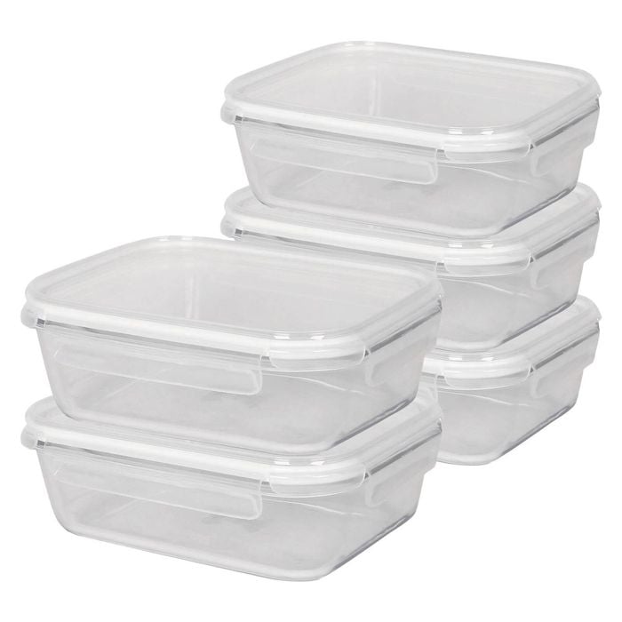 Harbour Housewares Glass Food Storage Containers with Lids - 1.5 Litre - Pack of 5