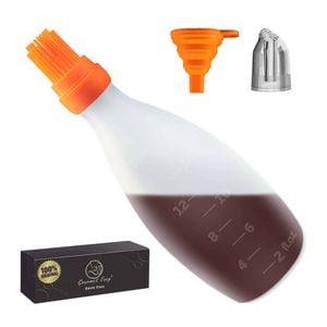 Gourmet Easy Basting Brush Silicone Pastry Brush with Sauce Dispenser & Orange Lid BBQ Tool