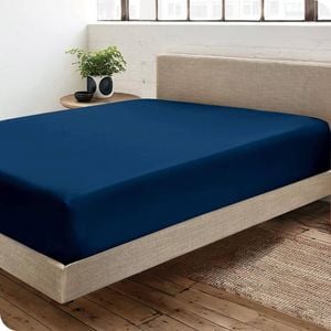 2000 TC Bed Sheets, King Size Fitted Sheet, Blue