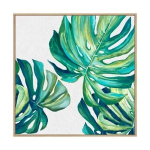 Artey | Botanical Monstera I - Framed Canvas - Natural Frame - 84 x 84cm