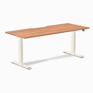 Desky Dual Scalloped Melamine Sit Stand Desk Wheat Frame 180cm