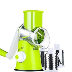 Catzon Rotary Food Grater With 3 Replaceable Blades Strong Suction Base-green