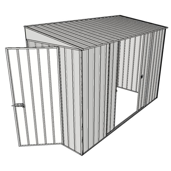 Build-A-Shed 1.2 x 3.0 x 2.0m Skillion Double Sliding Side Door Shed - Zinc
