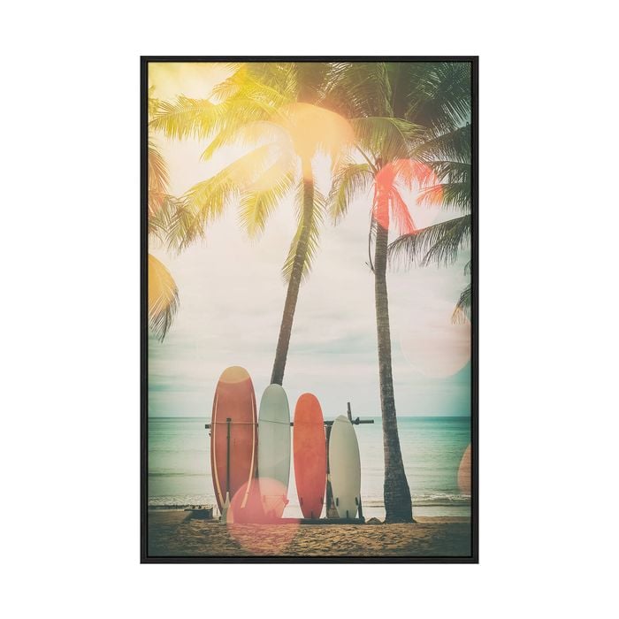 Artey | Sunset Surf Boards - Framed Canvas - Black Frame - 40 x 60cm