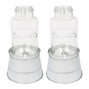 Rink Drink Glass Drinks Dispensers with Tap & Silver Bucket Stand - 6.5L - Pack of 2