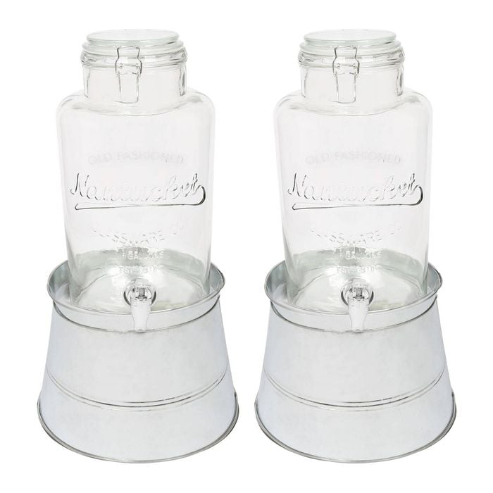 Rink Drink Glass Drinks Dispensers with Tap & Silver Bucket Stand - 6.5L - Pack of 2