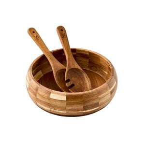 Alex Liddy Acacia Salad Bowl And Servers Set 28cm