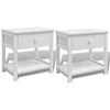 vidaXL 2x Bedside Cabinets Wood White Bedroom Nightstand Table Unit Furniture