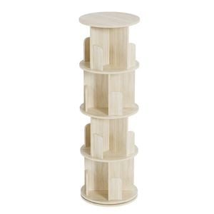 Advwin 4 Tiers Bookshelf Rotating Corner Bookcase Cabinet Revolving Display Stand Rack Oak