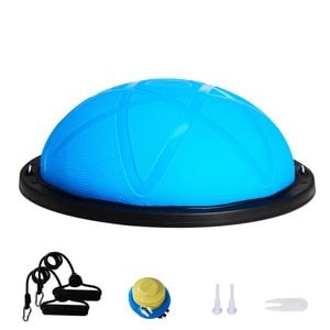 VEVOR Half Exercise Ball Trainer Blue Yoga with Resistance Bands and Pump for Home Gym