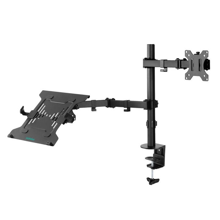 Activiva Dual-Screen Articulating Monitor Arm with Interchangeable Laptop Holder