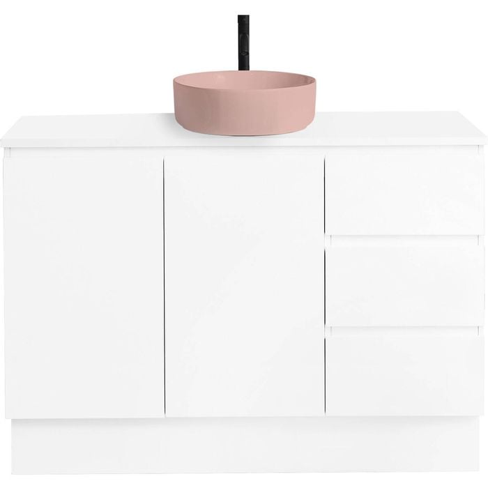 CIBO 1200mm White Nordic Full Height Bathroom Vanity with Pale Pink Countertop Basin