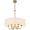 Telbix Shiron Contemporary Pendant Hanging Lamp Light Metal Fabric Brass Ivory Matte Plated