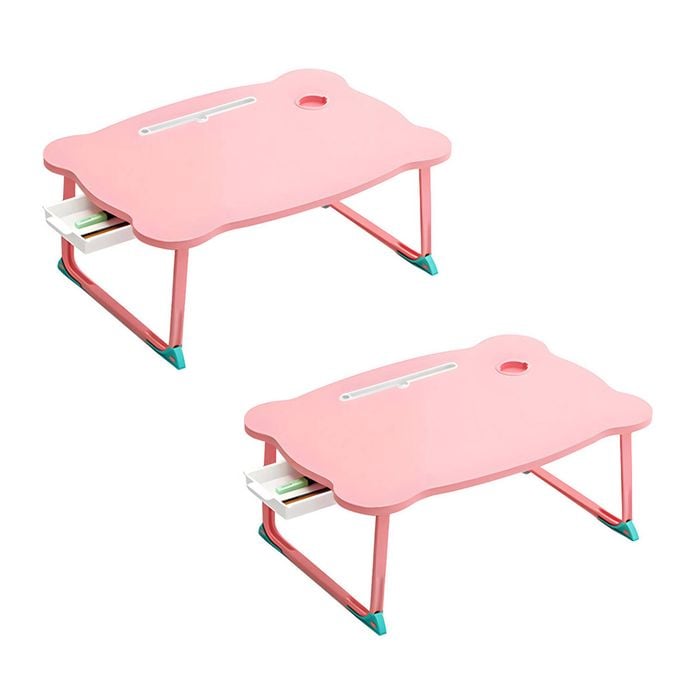 SOGA 2X Pink Foldable Portable Bed Table
