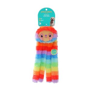 Paws And Claws Plush Crinkle Octo-Sloth Dog Chew/Cuddle/Tug Squeaker Toy Rainbow