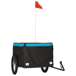 vidaXL Bike Trailer Bicycle Carrier Foldable Cart Black and Blue 45 kg Iron