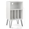 Costway Record Player Stand w/Charging Station Side Table White