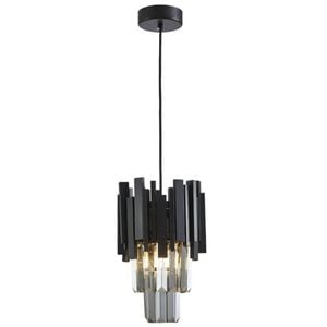 Regina 1 Light Crystal Matt Black Pendant