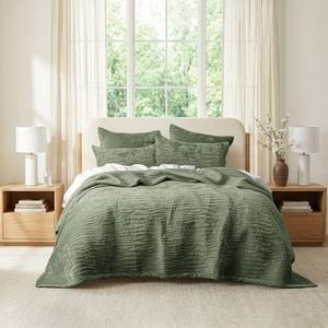 3pc Renee Taylor Blake Velvet Coverlet Cotton Sheet Set Military Singe/Double