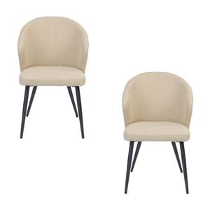 Graz 2pc Set Fabric Dining Chair Beige