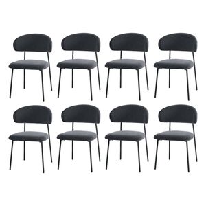 Oikiture 8x Dining Chairs Kitchen Lounge Seat Linen Fabric Accent Chair Grey