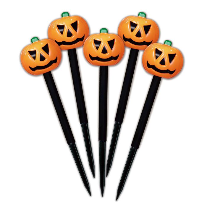 Click 33cm Orange Halloween Solar Pumpkin Stake Lights