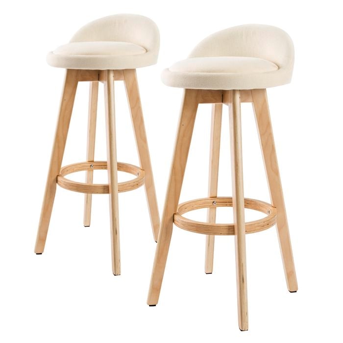 La Bella Set 72cm Beige Wooden Bar Stool Leila Fabric Bunnings