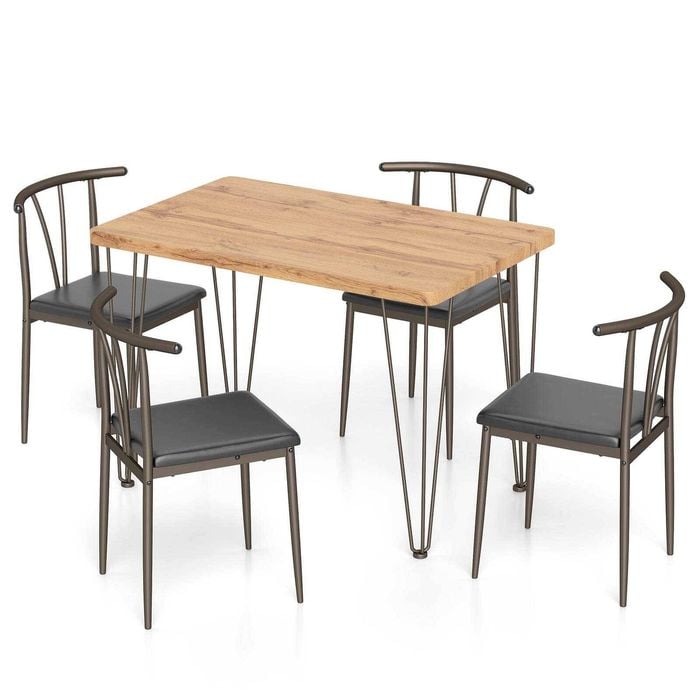 Costway 5pcs Dining Table Set Kitchen Table & 4 Spindle Back Chairs